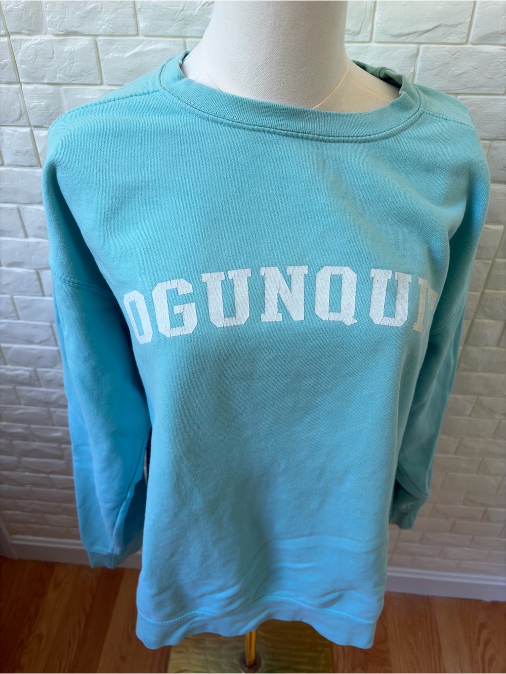Ogunquit Comfort Colors Teal Crewneck Sweatshirt with White Logo